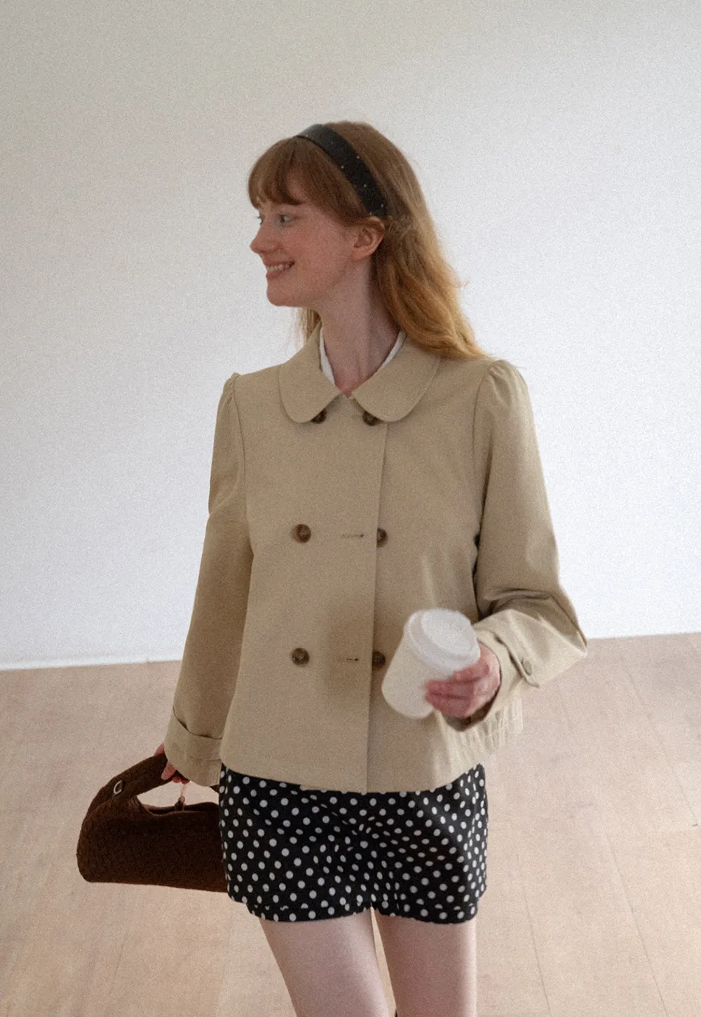 Peter Pan Collar Double Breasted Short Jacket