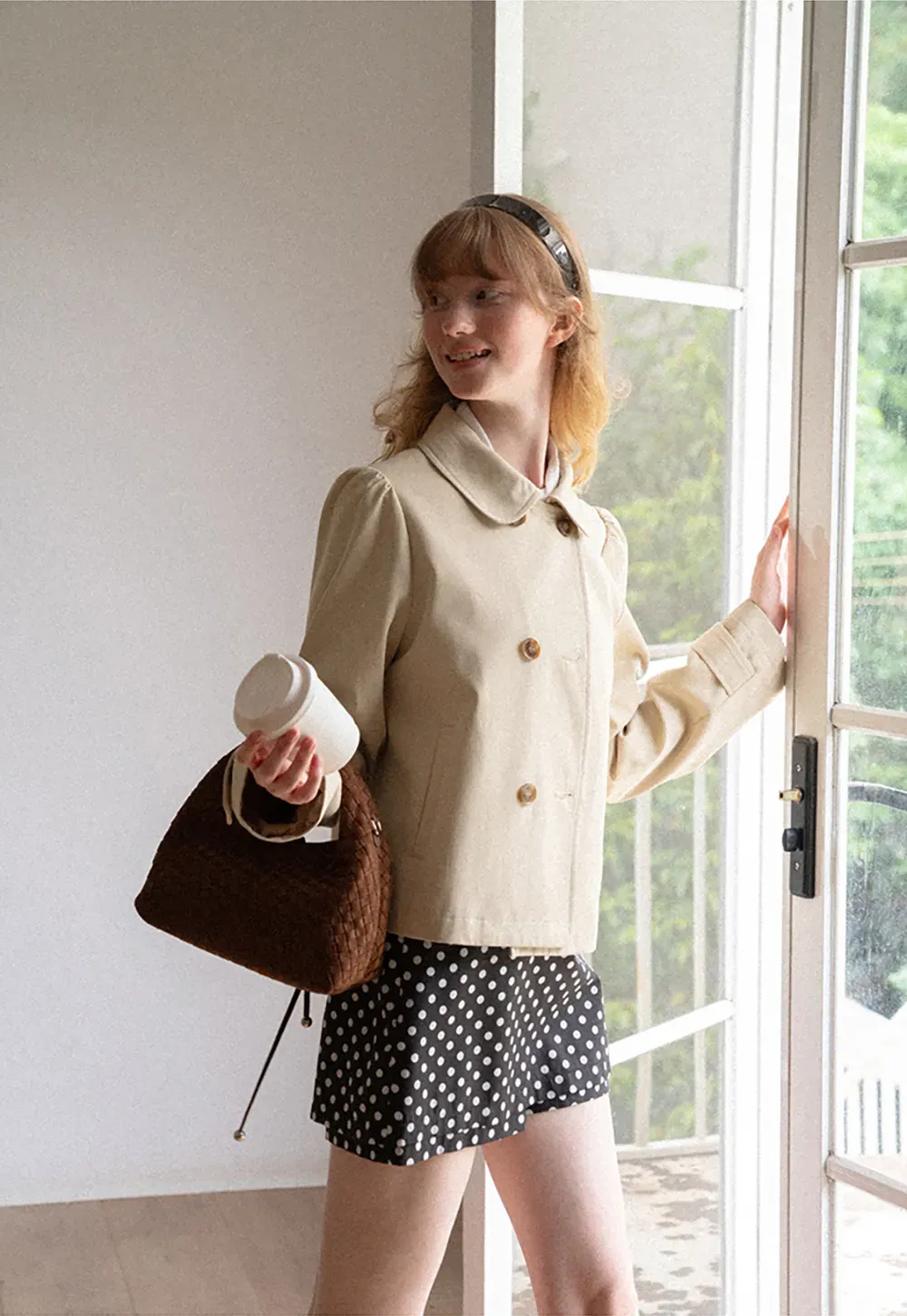 Peter Pan Collar Double Breasted Short Jacket