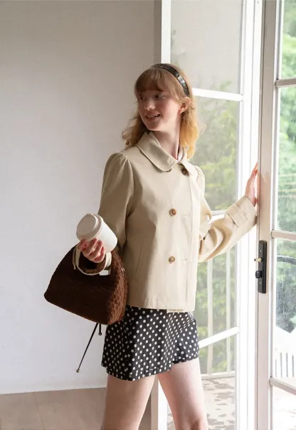 Peter Pan Collar Double Breasted Short Jacket