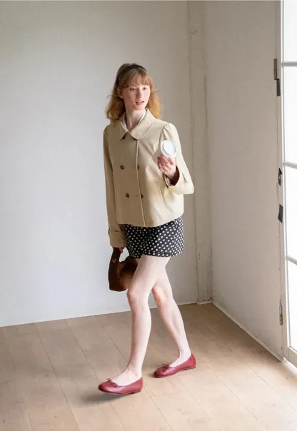 Peter Pan Collar Double Breasted Short Jacket