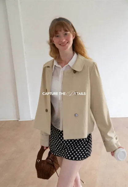 Peter Pan Collar Double Breasted Short Jacket