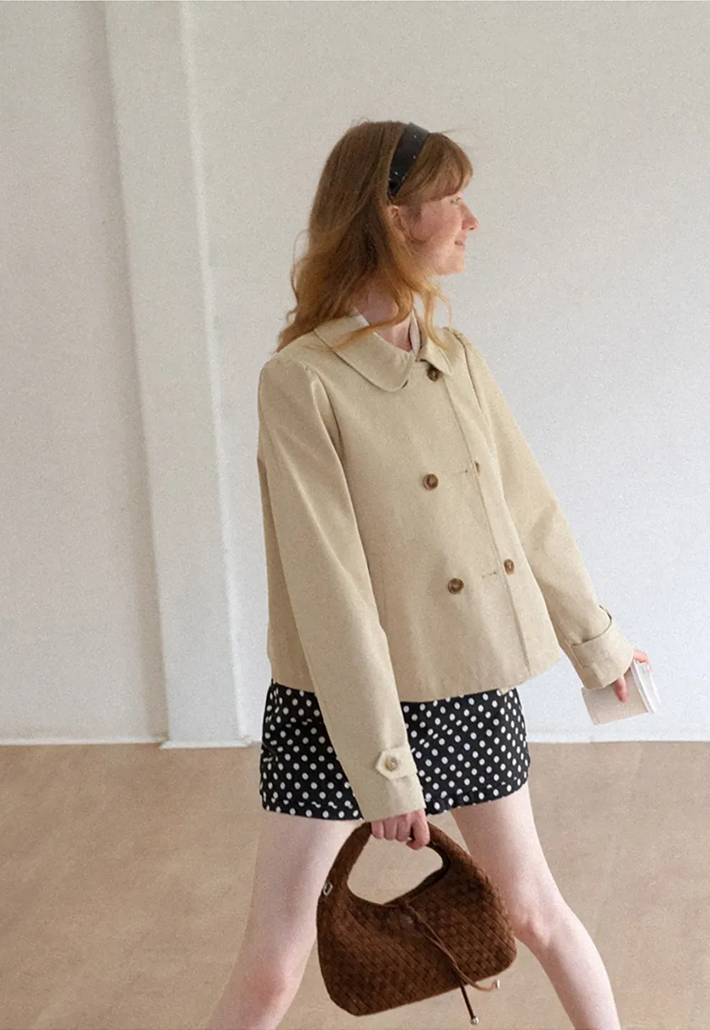 Peter Pan Collar Double Breasted Short Jacket