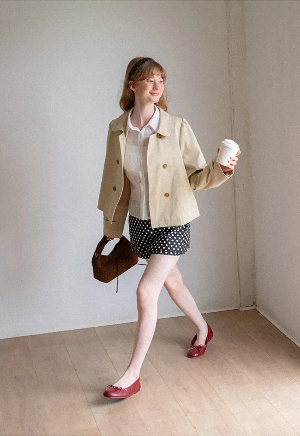 Peter Pan Collar Double Breasted Short Jacket