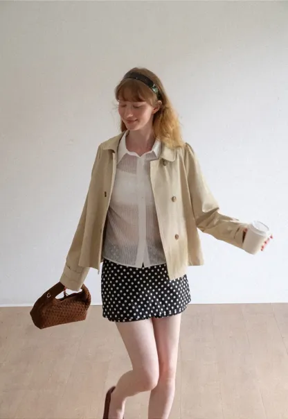 Peter Pan Collar Double Breasted Short Jacket