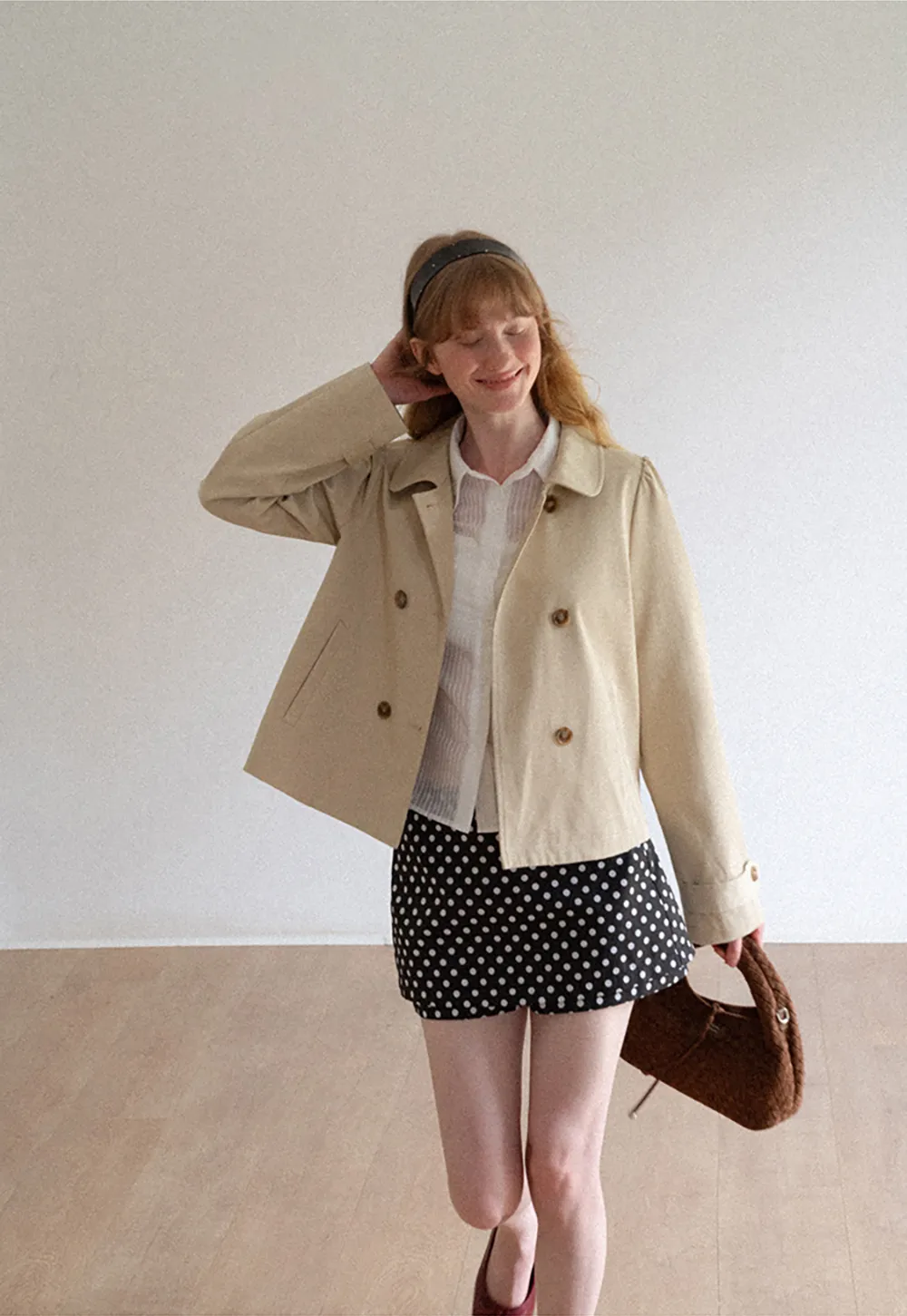 Peter Pan Collar Double Breasted Short Jacket