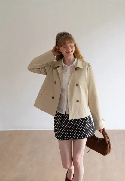 Peter Pan Collar Double Breasted Short Jacket