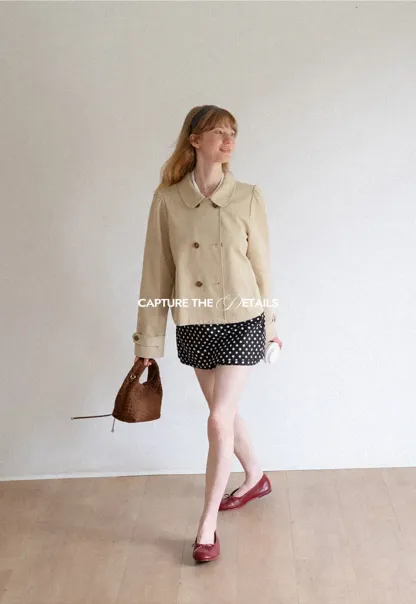 Peter Pan Collar Double Breasted Short Jacket
