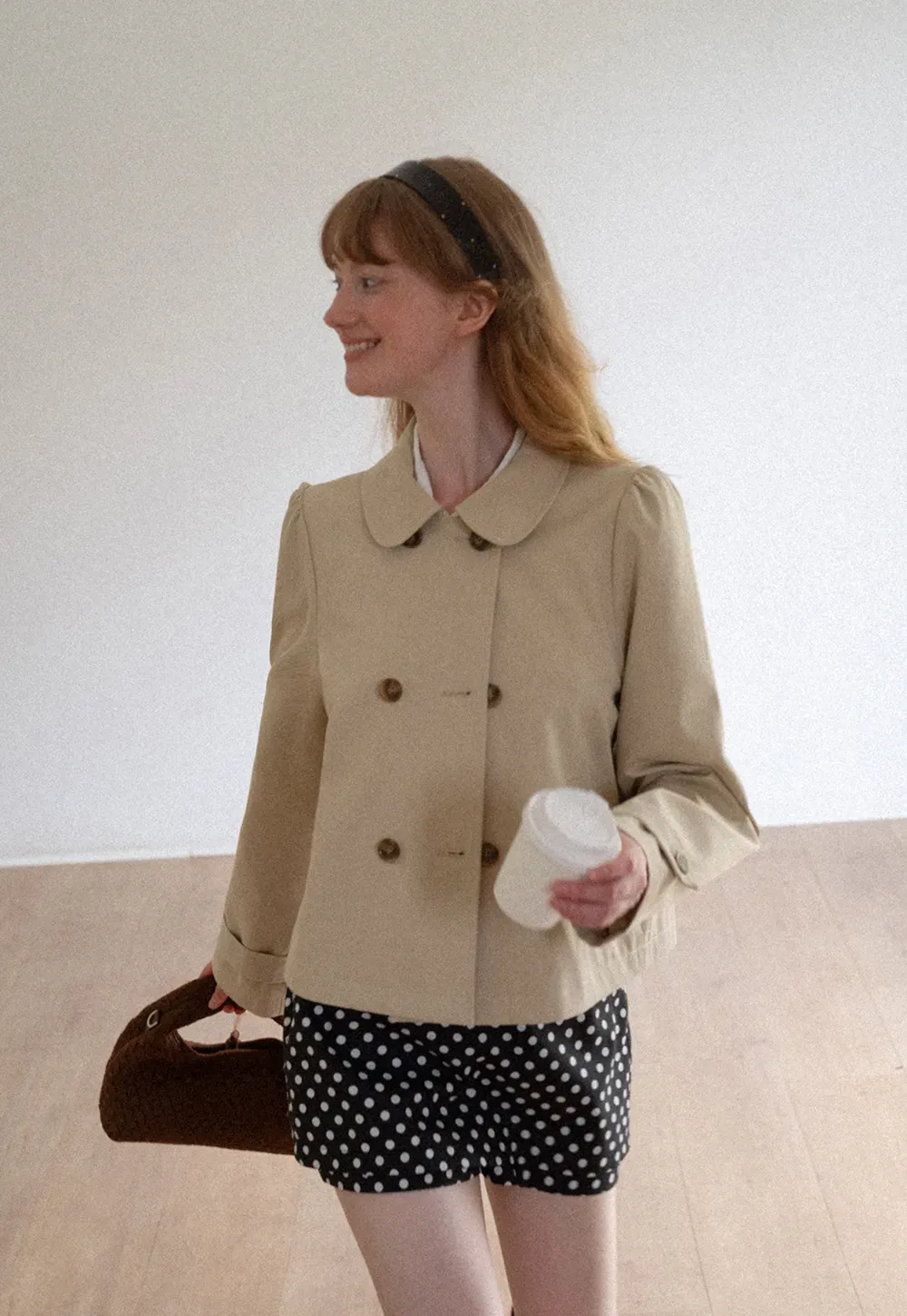 Peter Pan Collar Double Breasted Short Jacket
