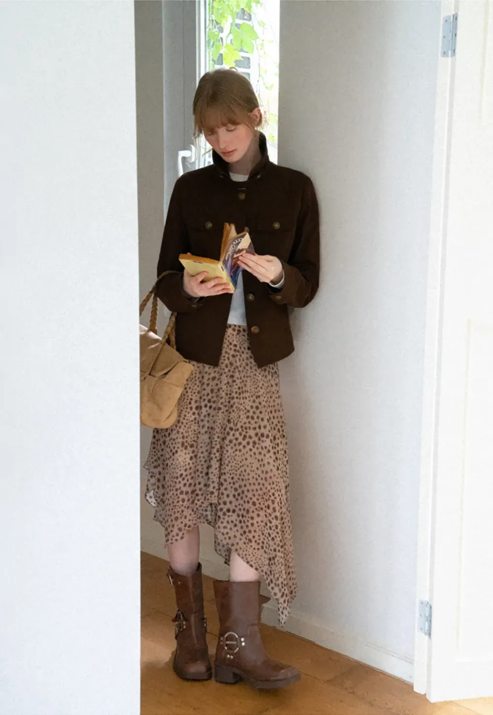Stand Collar Button Front Short Jacket