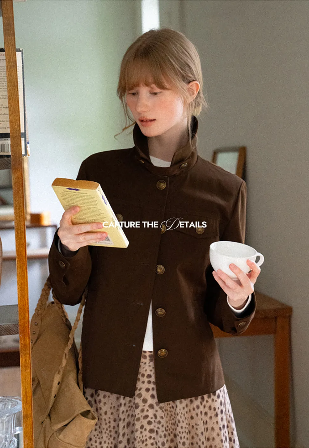 Stand Collar Button Front Short Jacket