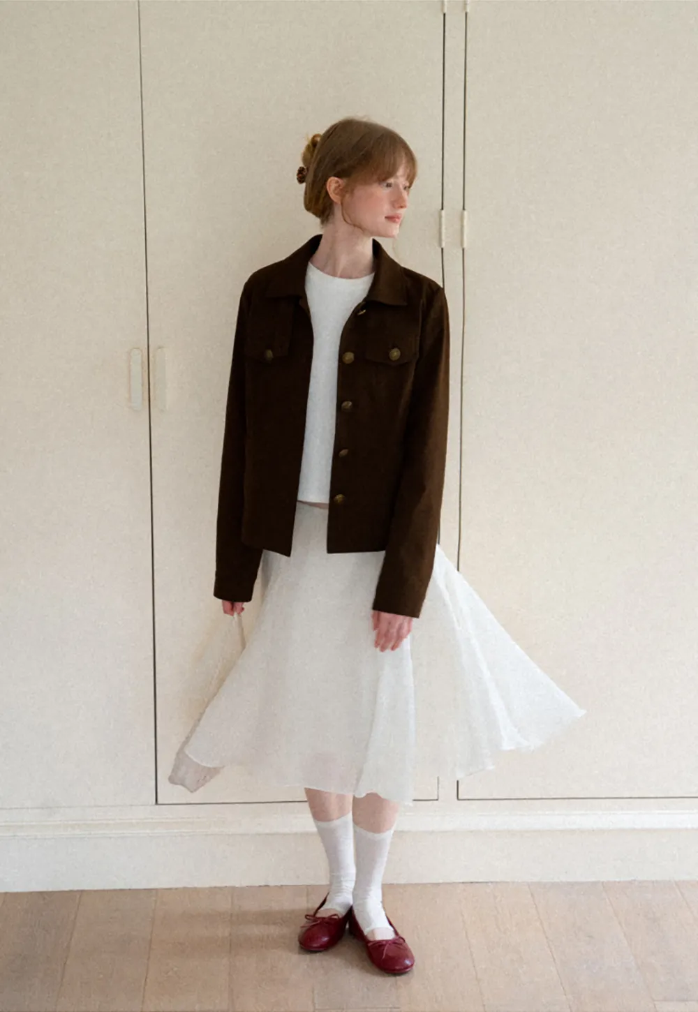 Stand Collar Button Front Short Jacket