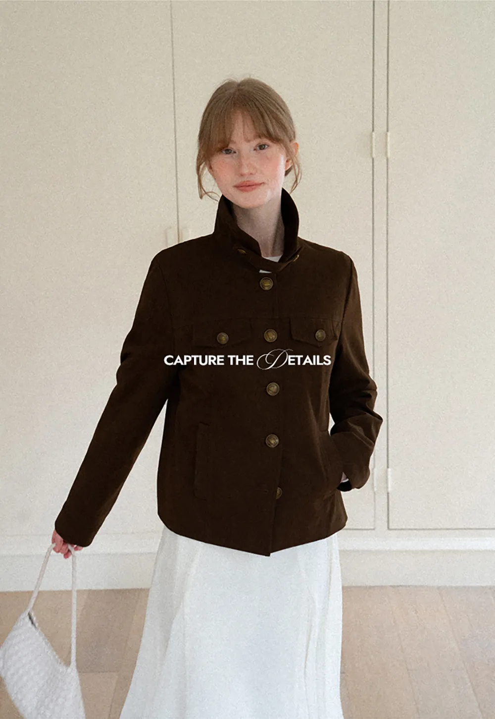 Stand Collar Button Front Short Jacket