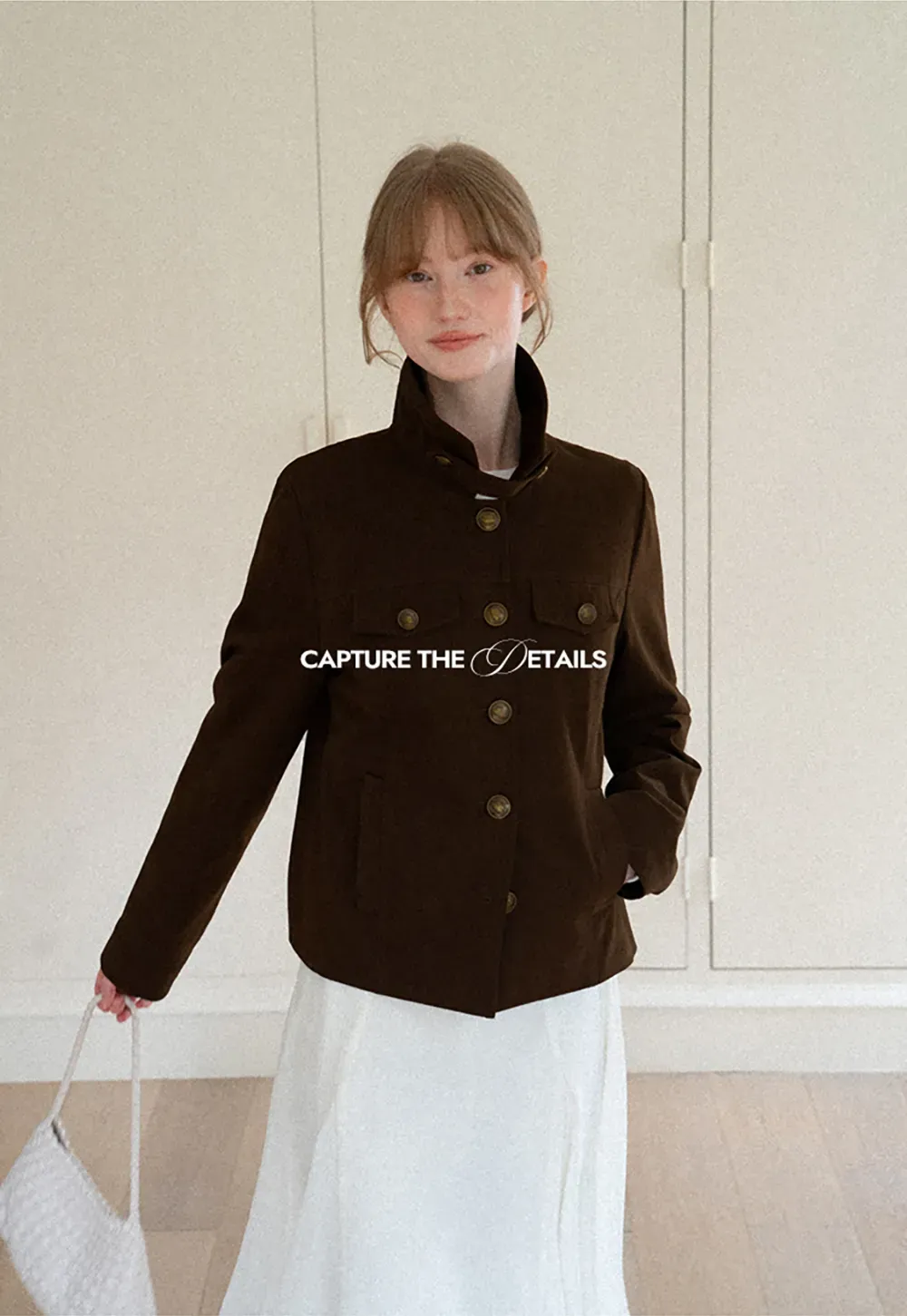 Stand Collar Button Front Short Jacket