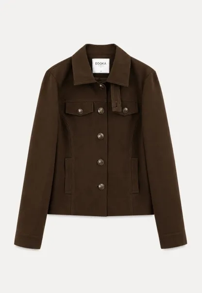Stand Collar Button Front Short Jacket