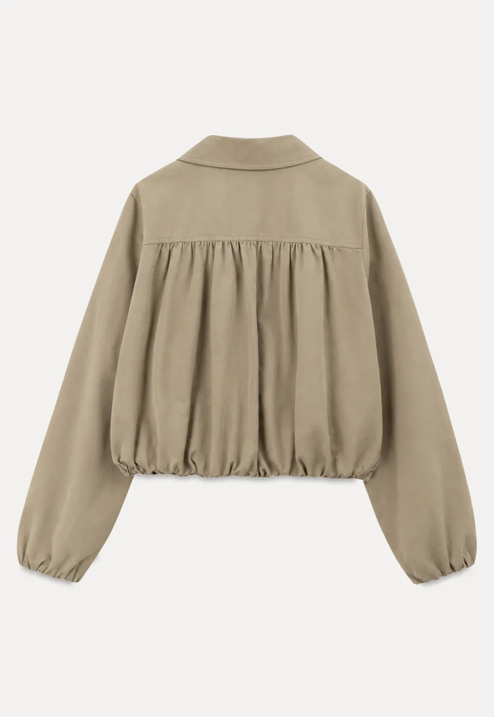 Puffed Sleeve Collared Cropped Short Jacket