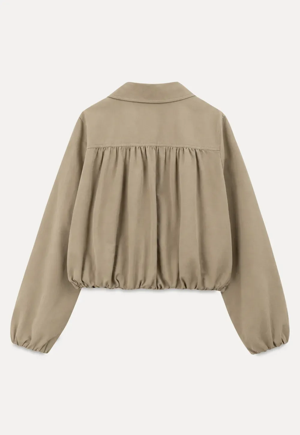 Puffed Sleeve Collared Cropped Short Jacket