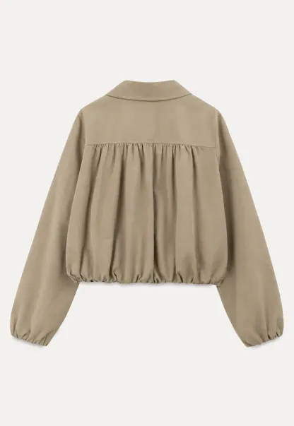 Puffed Sleeve Collared Cropped Short Jacket