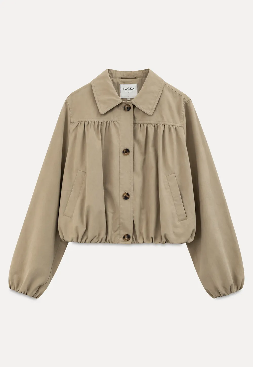 Puffed Sleeve Collared Cropped Short Jacket