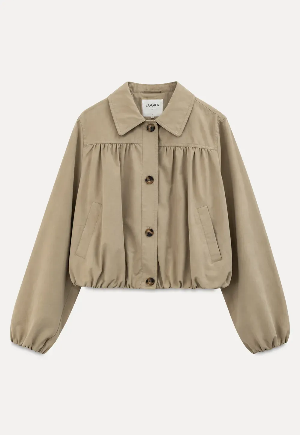 Puffed Sleeve Collared Cropped Short Jacket