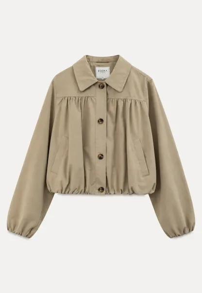 Puffed Sleeve Collared Cropped Short Jacket