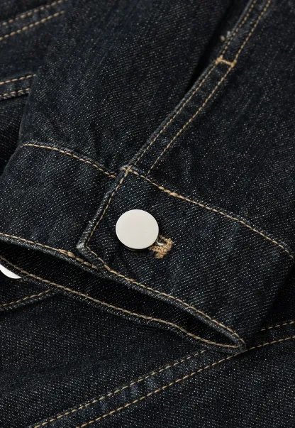 Cropped Denim Jacket with Lace Trim Hem