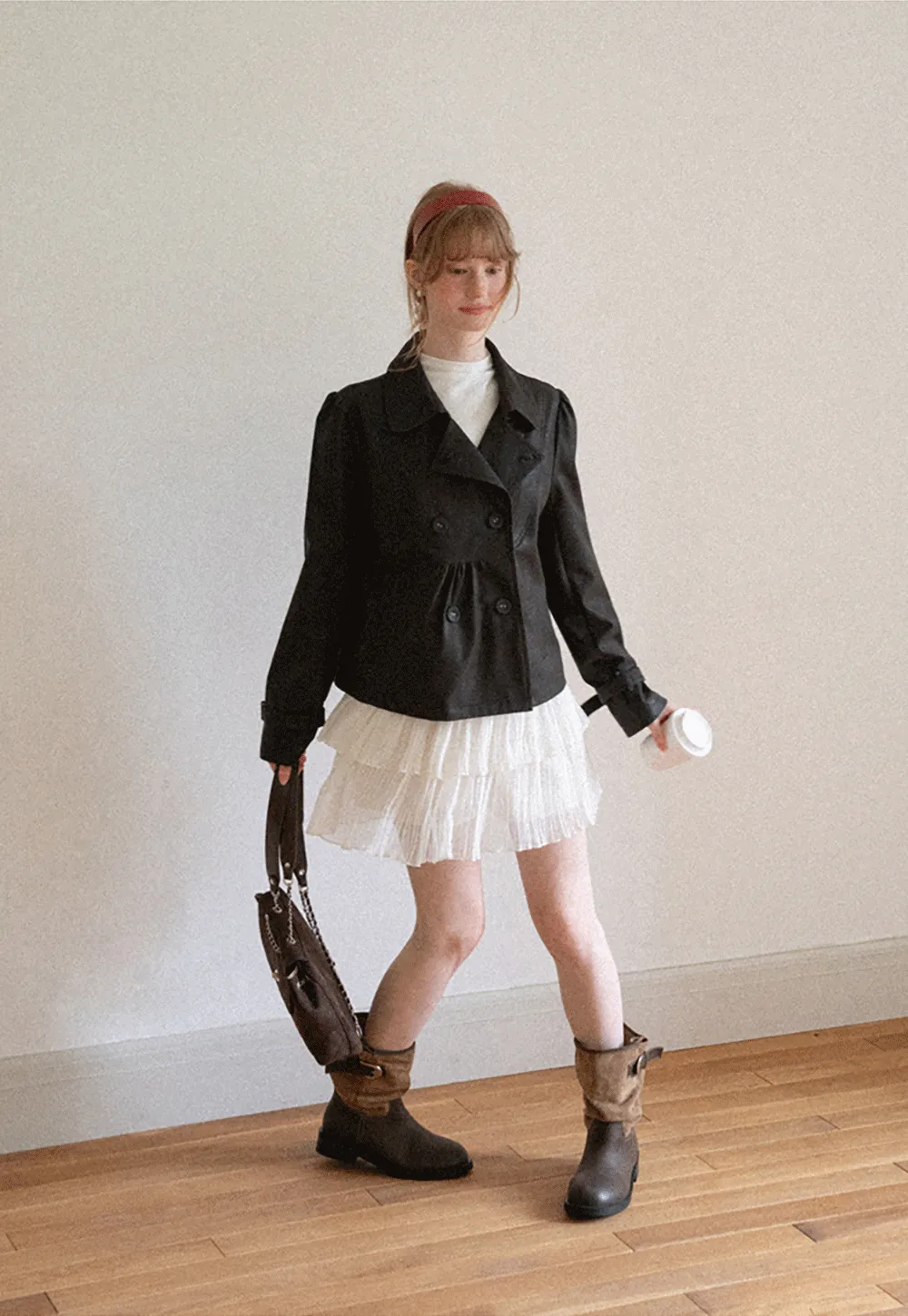 Double Breasted Peplum Short Jacket