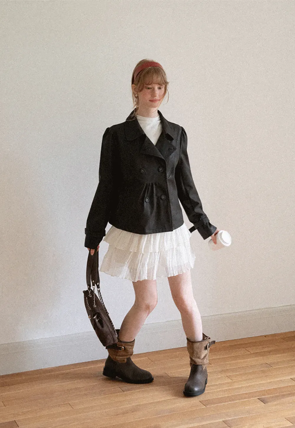 Double Breasted Peplum Short Jacket
