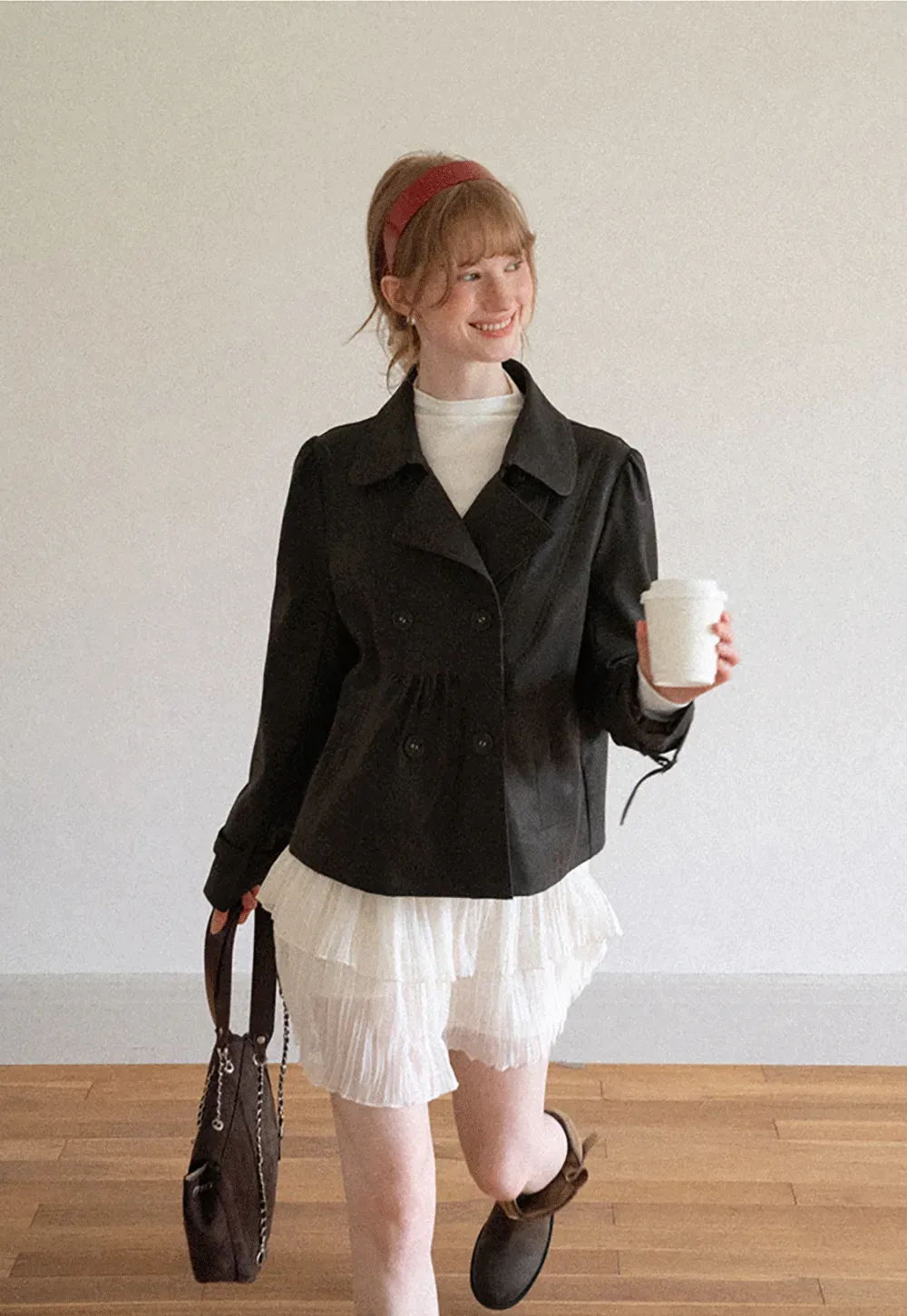 Double Breasted Peplum Short Jacket