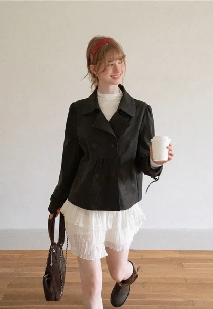 Double Breasted Peplum Short Jacket