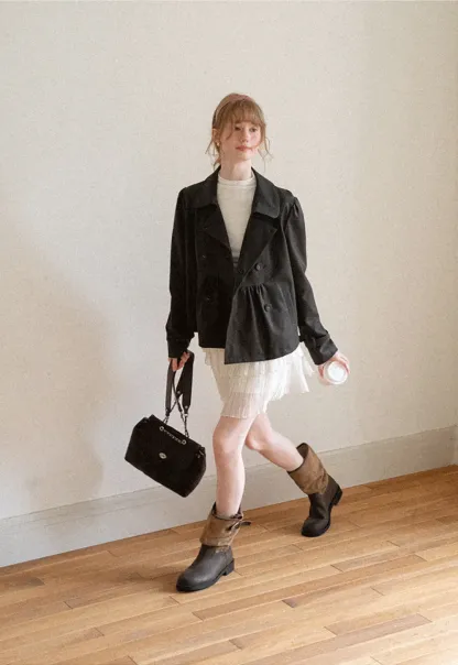 Double Breasted Peplum Short Jacket