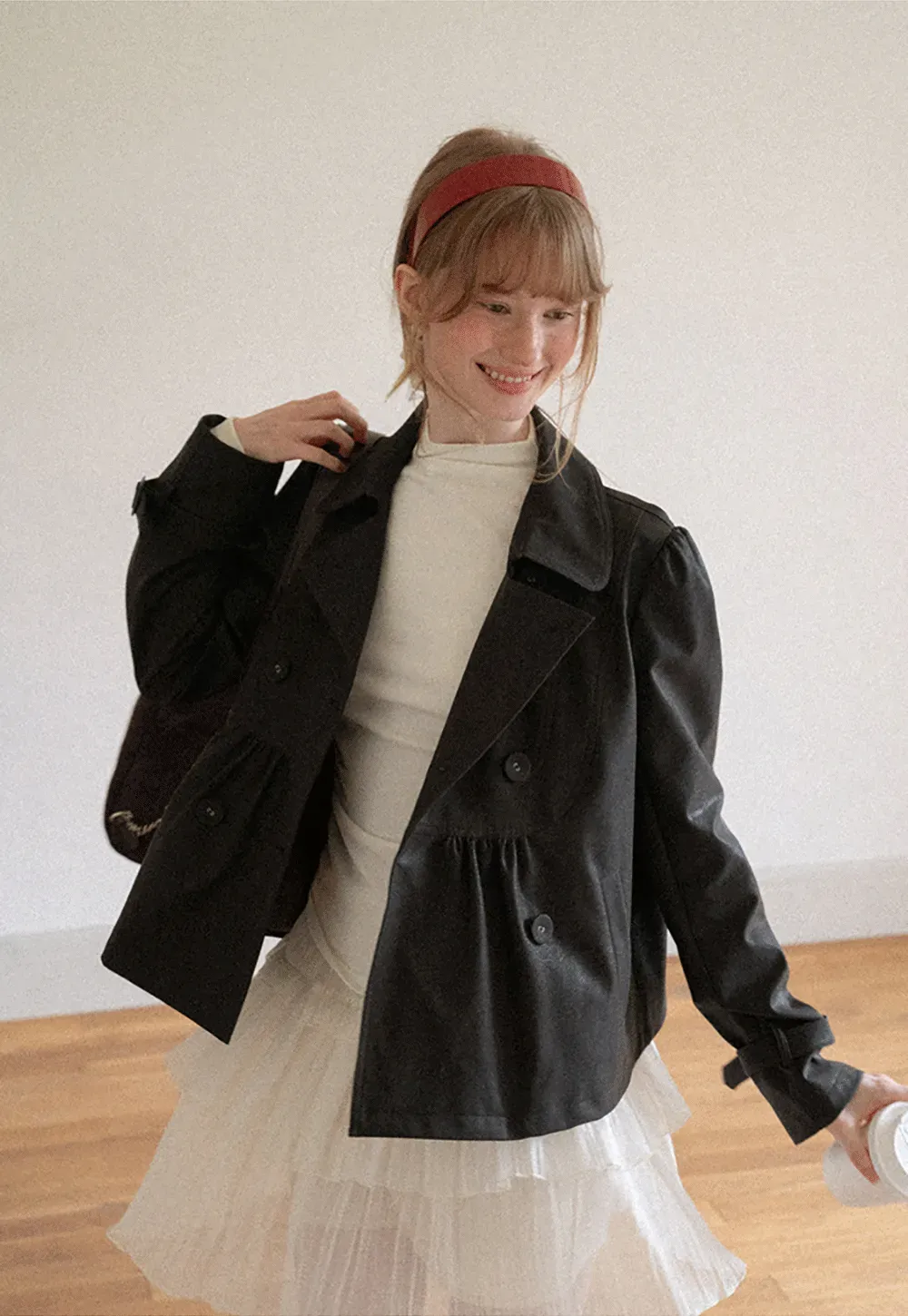 Double Breasted Peplum Short Jacket