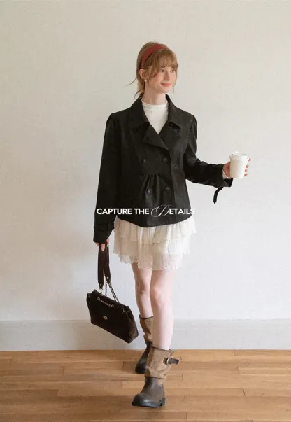 Double Breasted Peplum Short Jacket