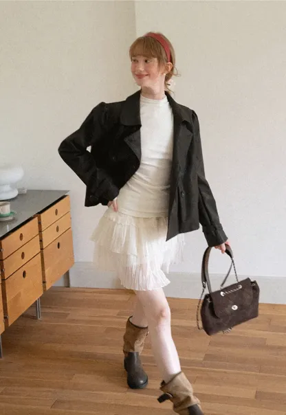 Double Breasted Peplum Short Jacket