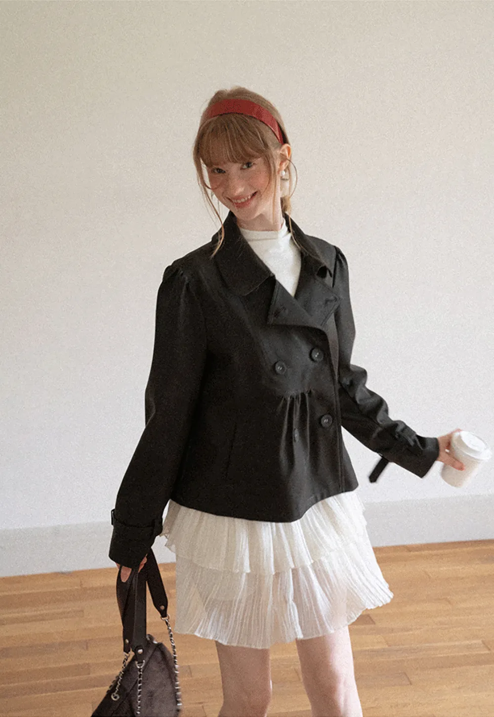 Double Breasted Peplum Short Jacket