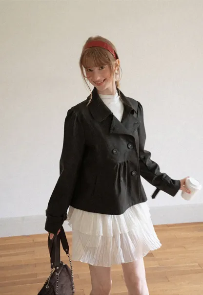 Double Breasted Peplum Short Jacket
