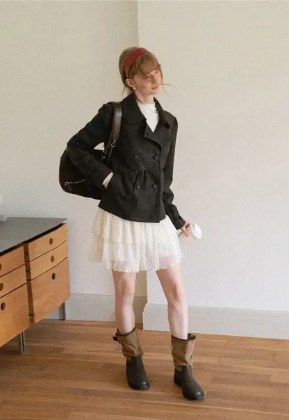 Double Breasted Peplum Short Jacket