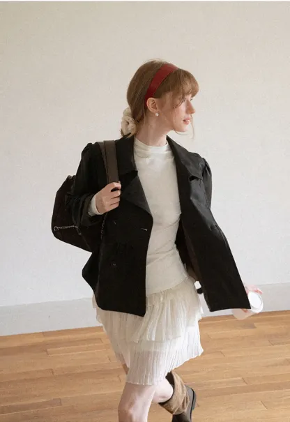 Double Breasted Peplum Short Jacket