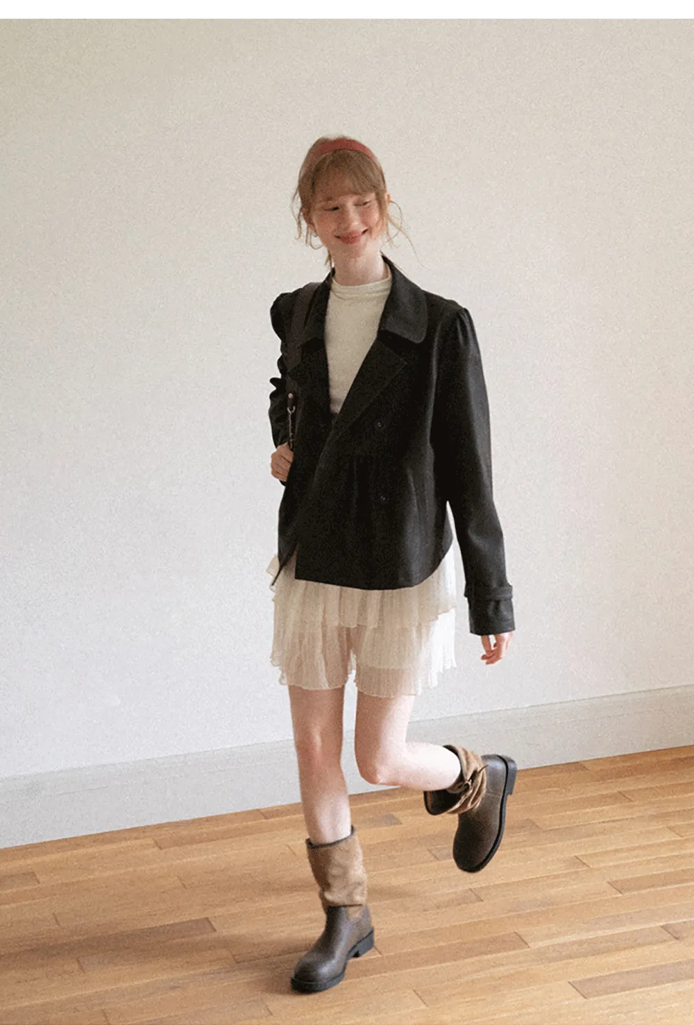 Double Breasted Peplum Short Jacket