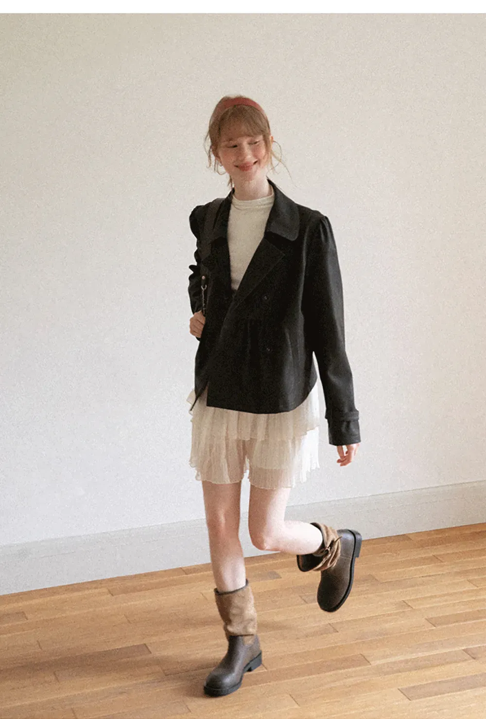 Double Breasted Peplum Short Jacket