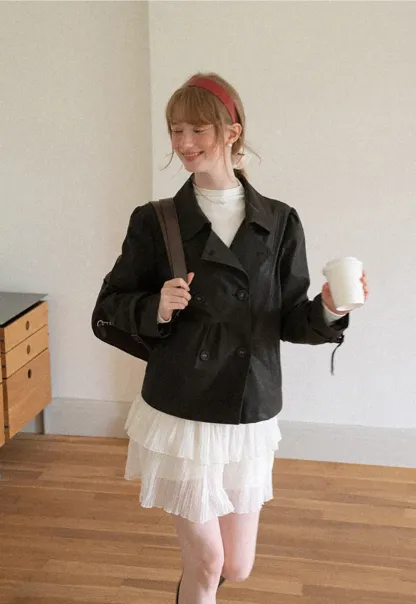 Double Breasted Peplum Short Jacket