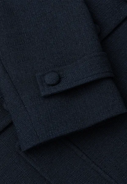 Structured Cropped Jacket with Notched Lapel and Flap Pockets