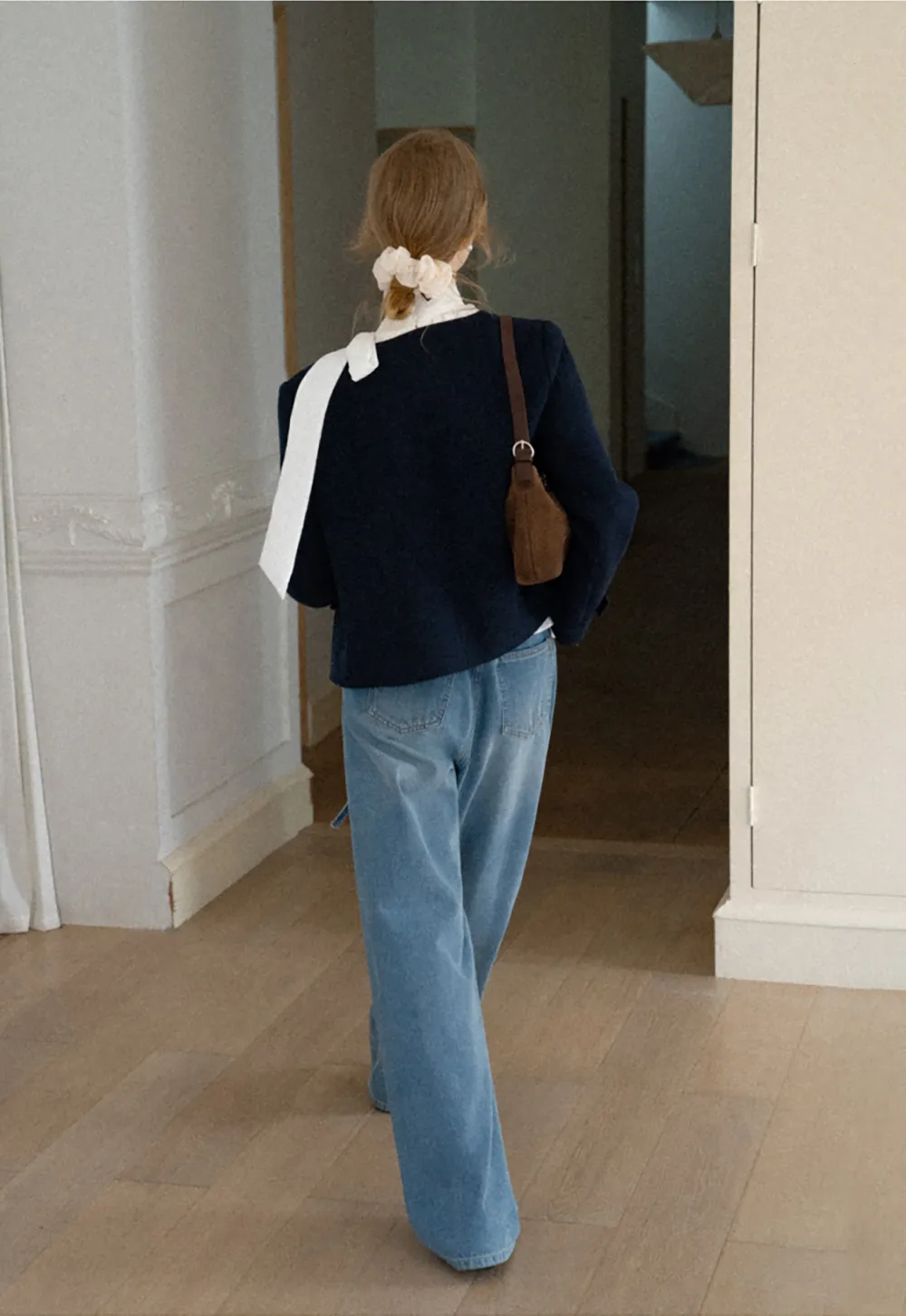 Structured Cropped Jacket with Notched Lapel and Flap Pockets