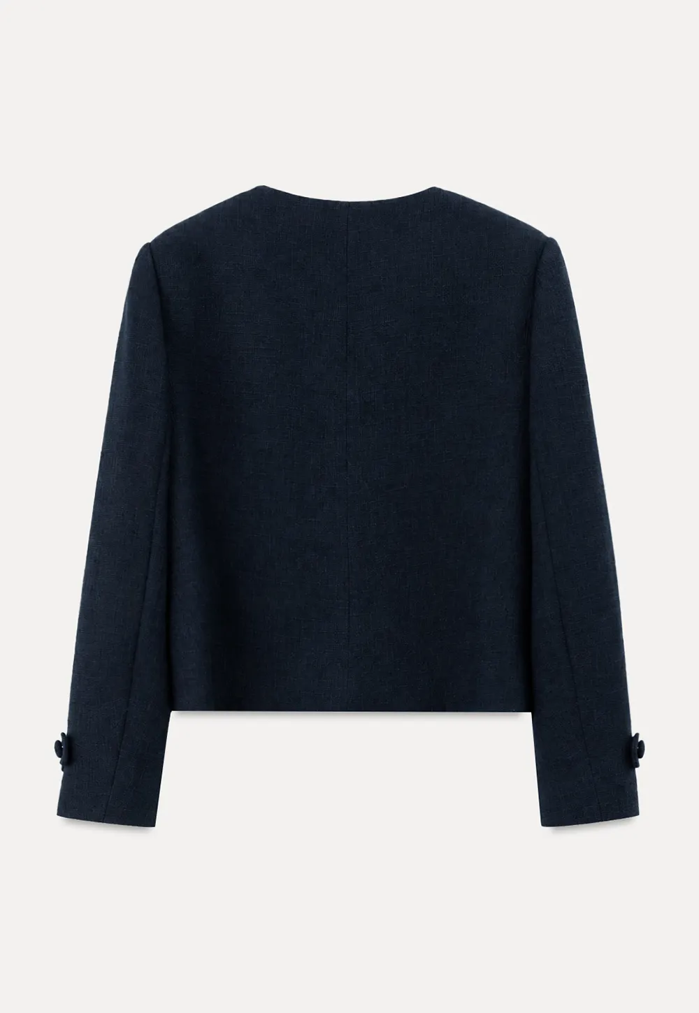 Structured Cropped Jacket with Notched Lapel and Flap Pockets