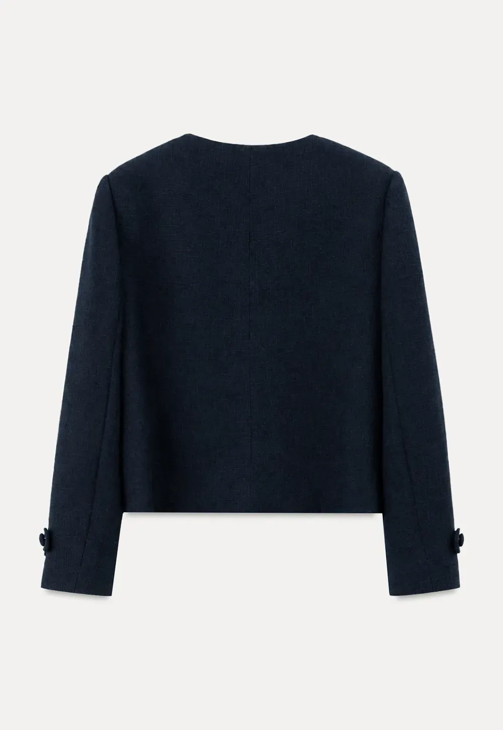 Structured Cropped Jacket with Notched Lapel and Flap Pockets