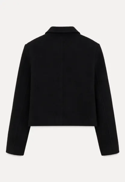 Textured Boucle Cropped Jacket with Notched Collar