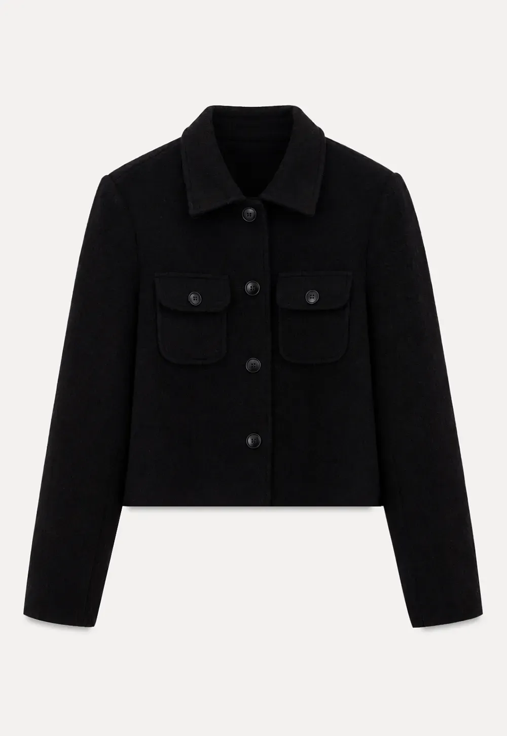 Textured Boucle Cropped Jacket with Notched Collar