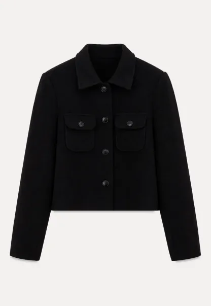 Textured Boucle Cropped Jacket with Notched Collar