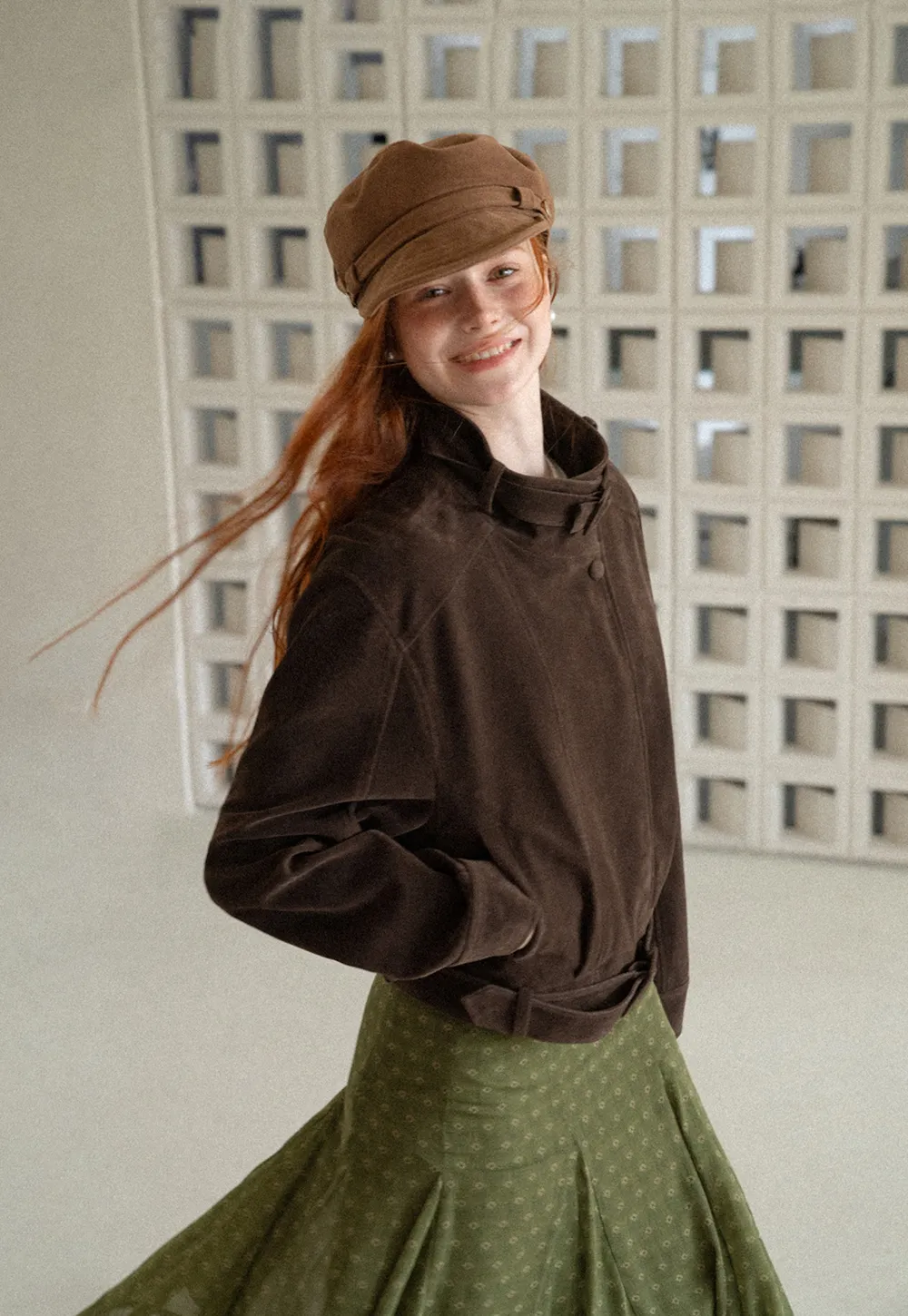 Velvet Stand Collar Short Jacket