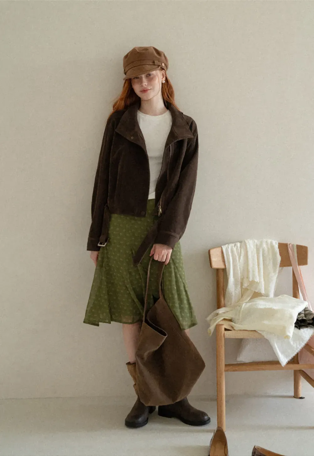 Velvet Stand Collar Short Jacket