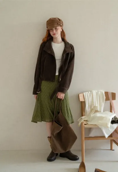 Velvet Stand Collar Short Jacket